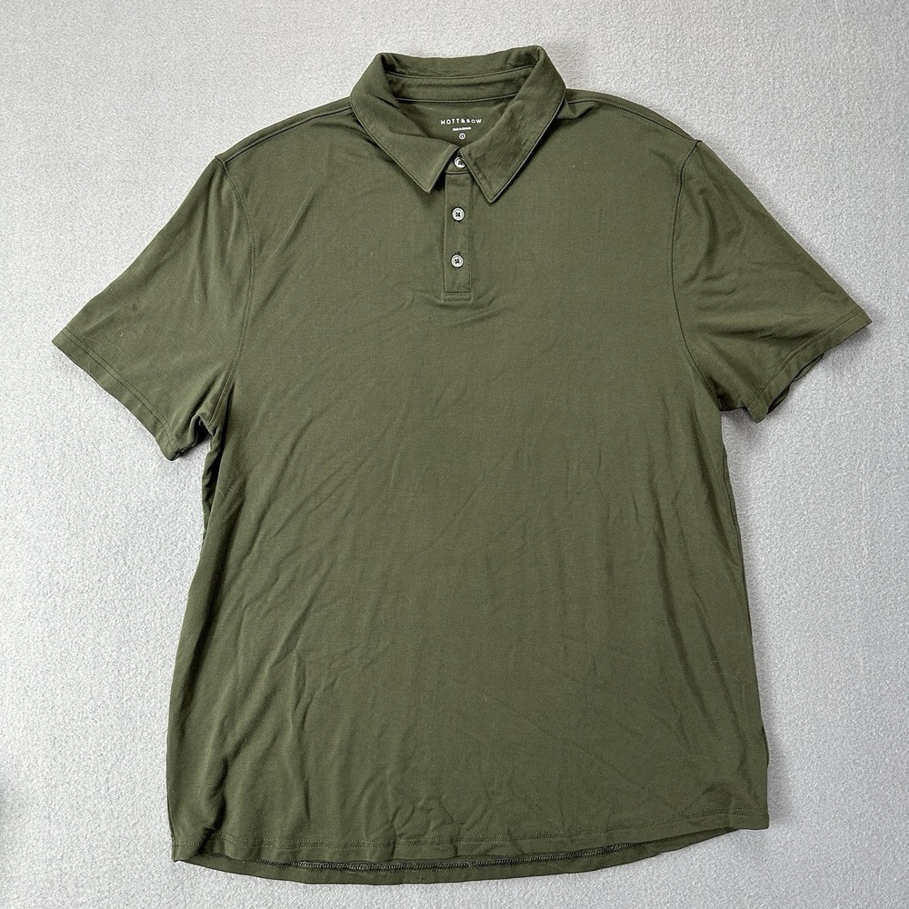 Mott & Bow Luxe Polo Shirt Mens Large Forest Green Performance Comfort Stretch